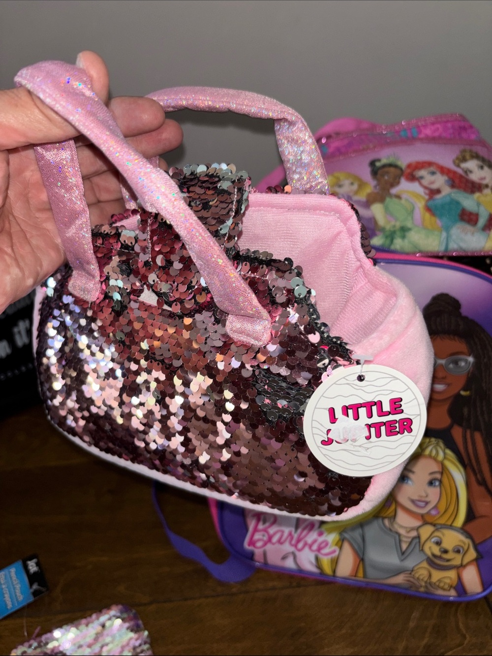 Barbie Pink and Purple Character Backpack with Sequin Purse and Accessories - Picture 7 of 13